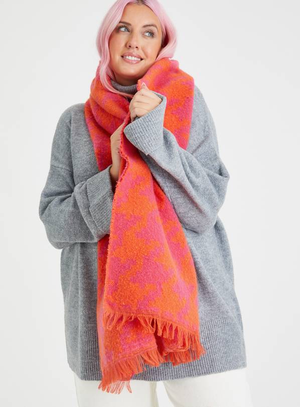 Orange & Pink Dogtooth Clash Scarf One Size